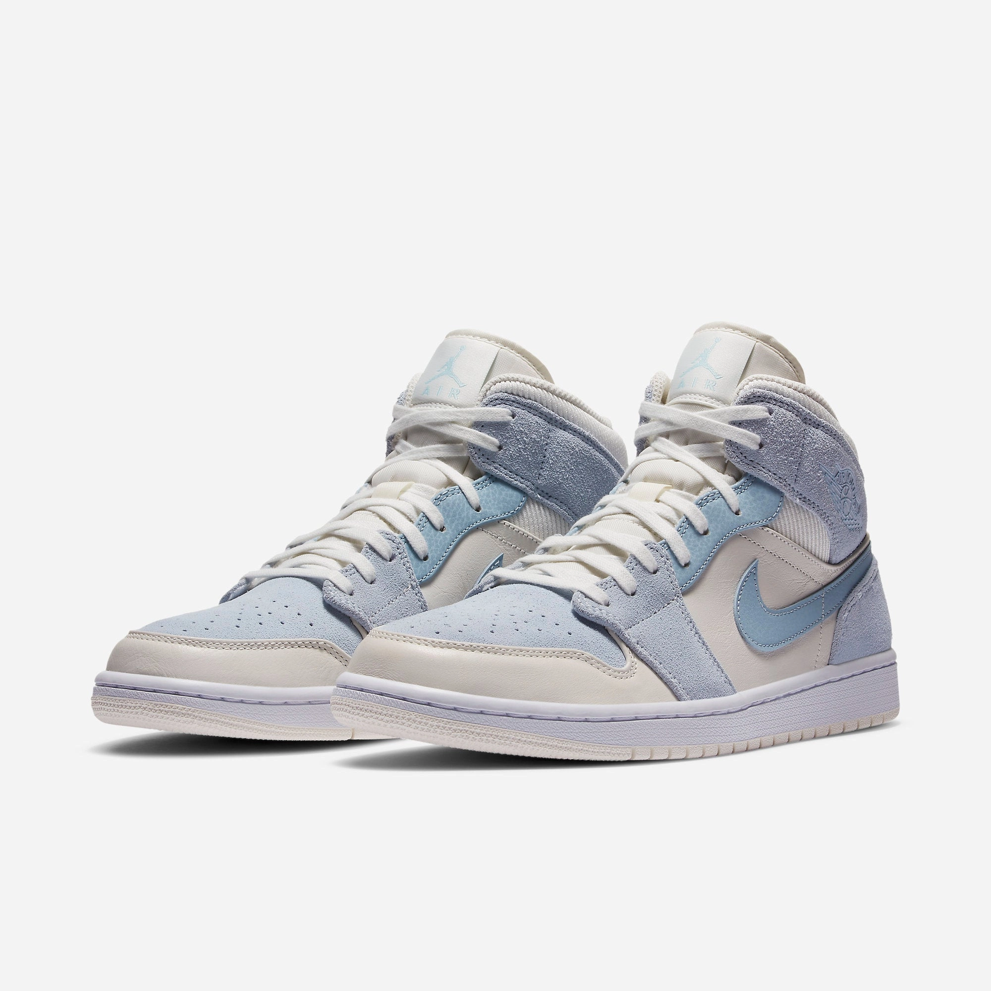 (Men's) Air Jordan 1 Mid 'Mixed Textures Blue' (2020) DA4666-100 Air Jordan 1 Signature Look Sneakers