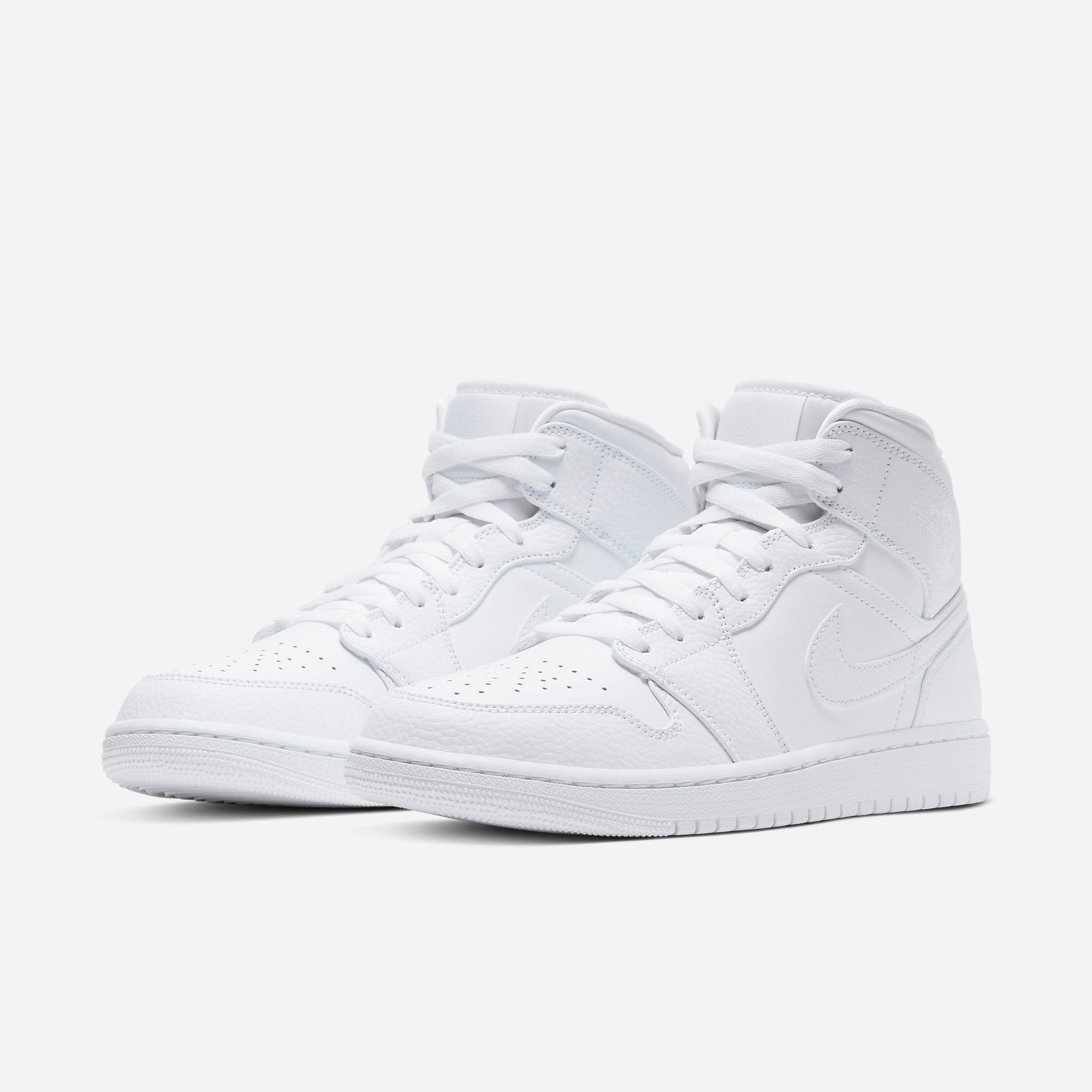(Men's) Air Jordan 1 Mid 'Triple White' (2020) 554724-130 Air Jordan 1 Signature Look Sneakers