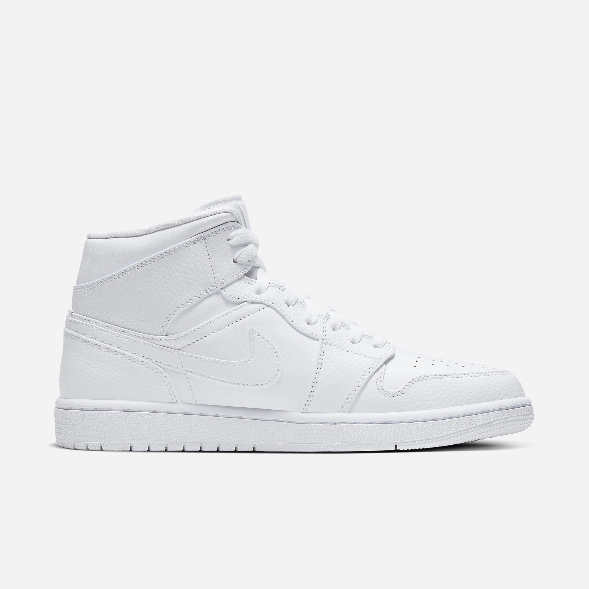 (Men's) Air Jordan 1 Mid 'Triple White' (2020) 554724-130 Air Jordan 1 Signature Look Sneakers