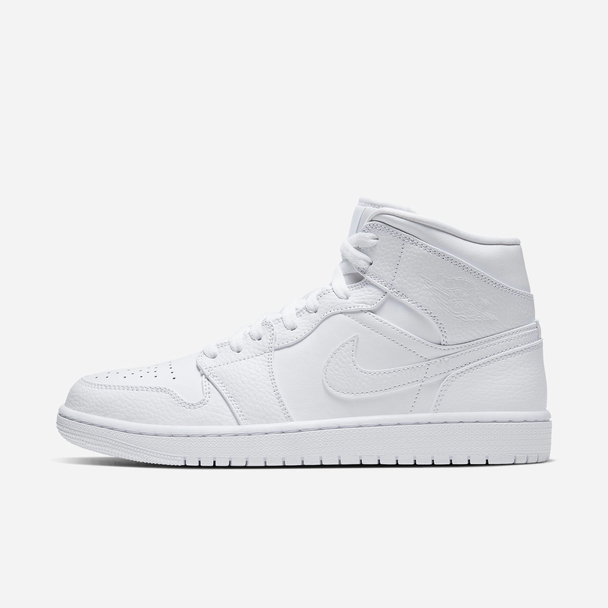 (Men's) Air Jordan 1 Mid 'Triple White' (2020) 554724-130 Stylish Air Jordan 1 in classic design