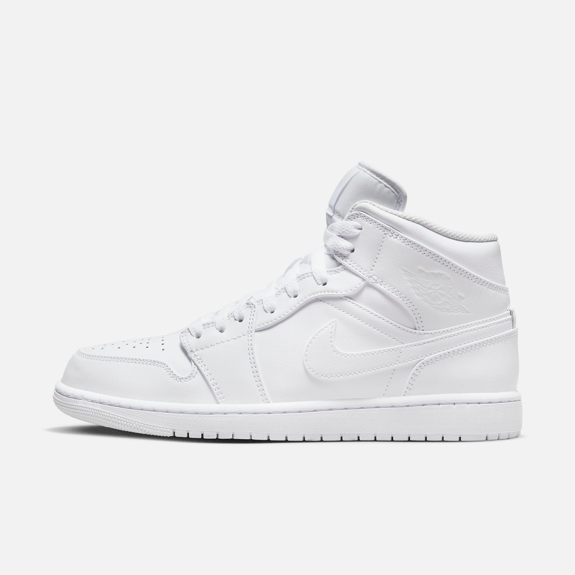 (Men's) Air Jordan 1 Mid 'Triple White' (2022) 554724-136 Authentic Air Jordan 1 in premium leather