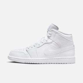 (Men's) Air Jordan 1 Mid 'Triple White' (2022) 554724-136 Authentic Air Jordan 1 in premium leather