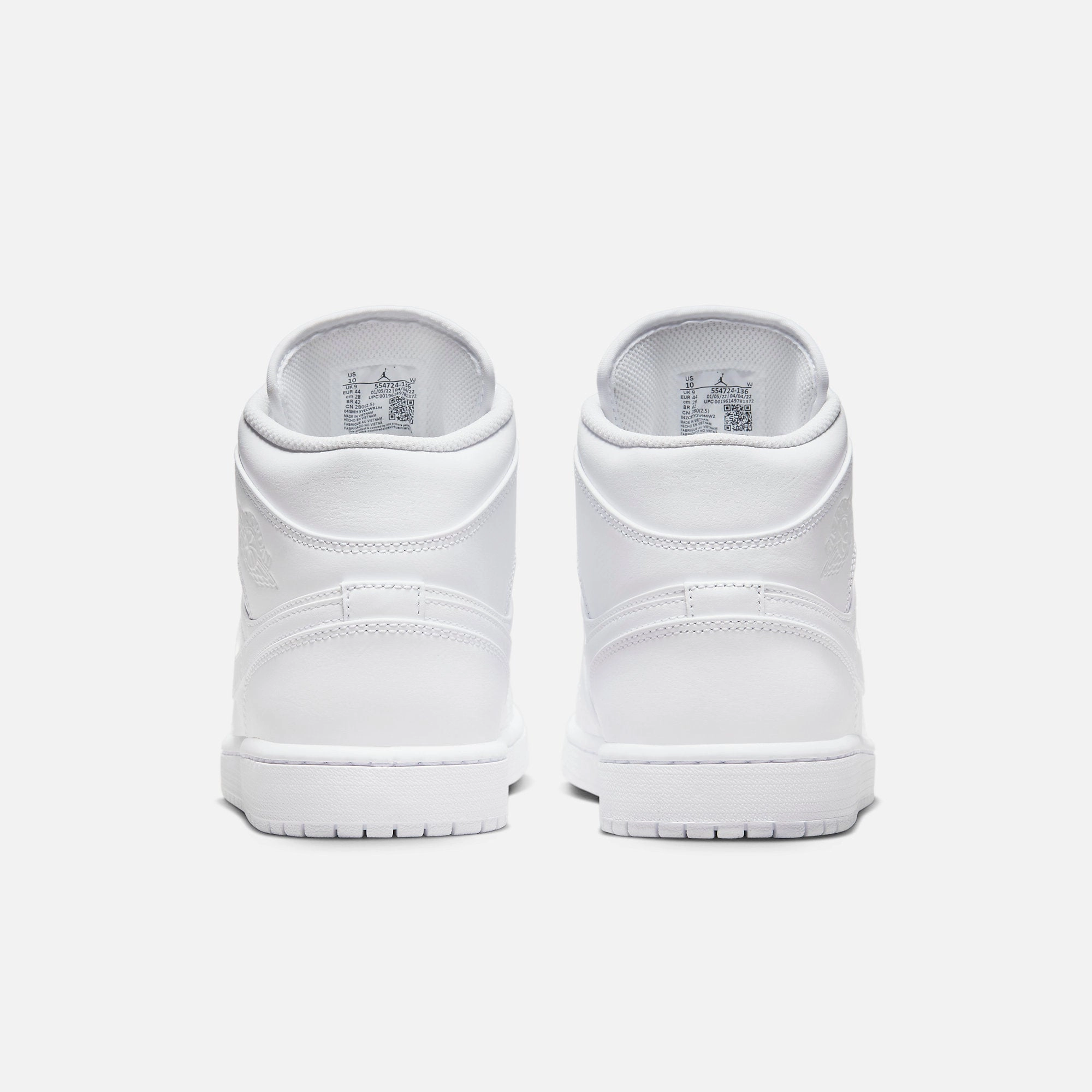 (Men's) Air Jordan 1 Mid 'Triple White' (2022) 554724-136 Air Jordan 1 Original Colorway Shoes