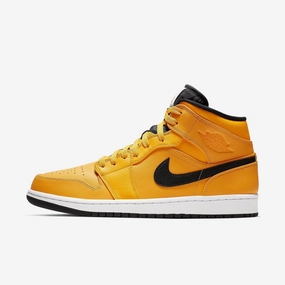 (Men's) Air Jordan 1 Mid 'University Gold' (2019) 554724-700 Iconic Air Jordan 1 shoes with bold accents