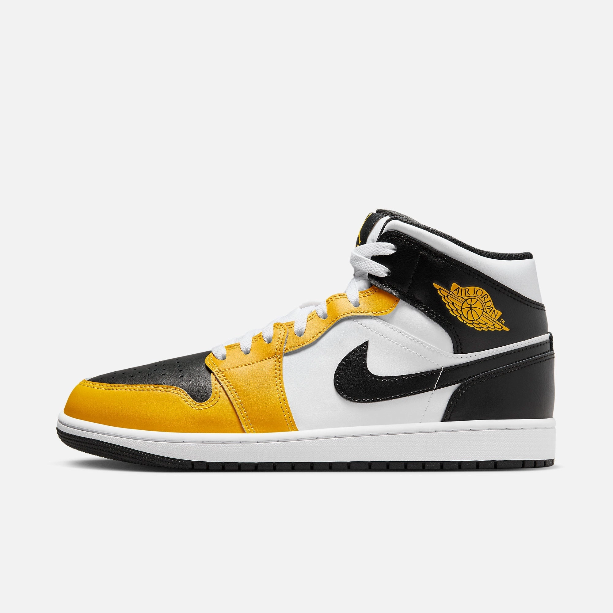 (Men's) Air Jordan 1 Mid 'Yellow Ochre' (2023) DQ8426-701 Authentic Air Jordan 1 in premium leather