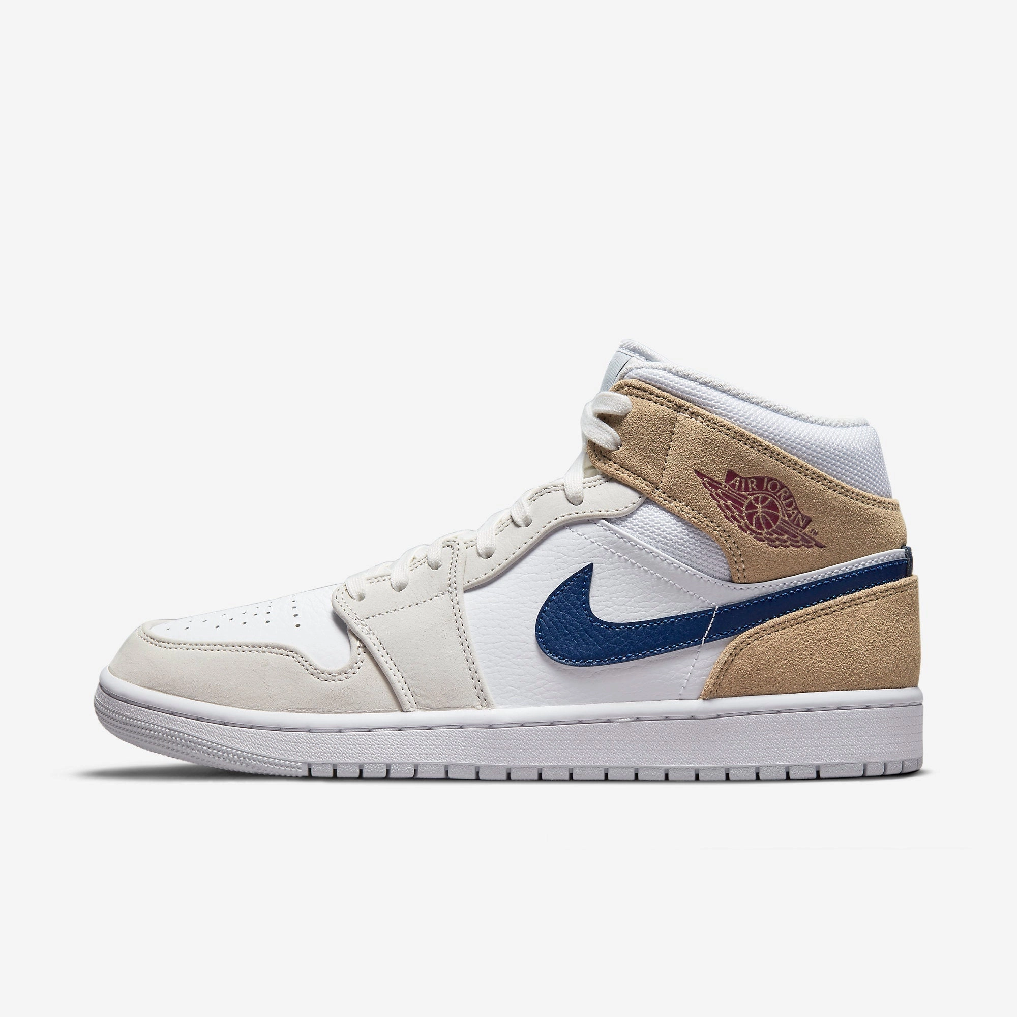 (Men's) Air Jordan 1 Mid MEM2 'Tan Suede' (2021) DO6726-100 Iconic Air Jordan 1 shoes with bold accents