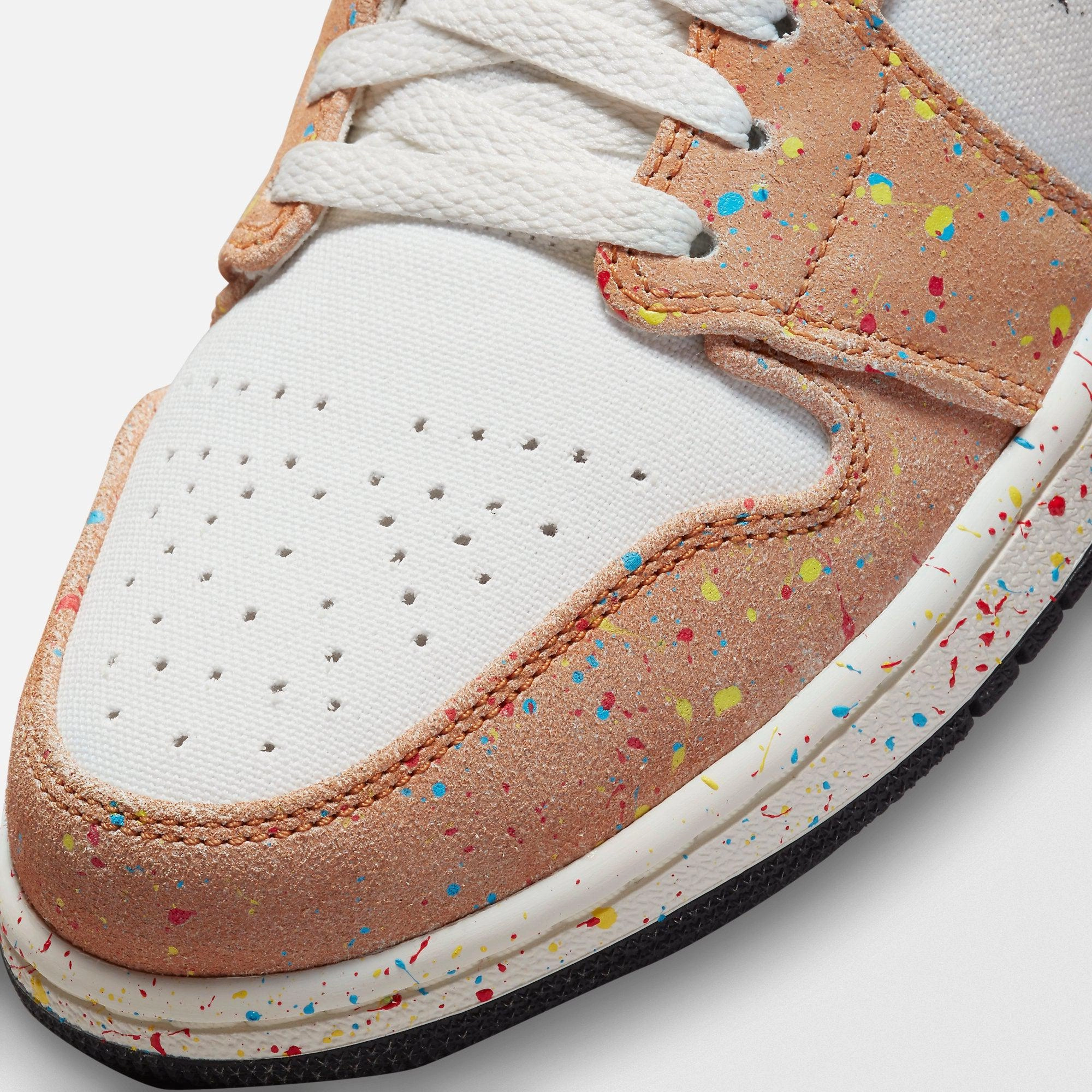 (Men's) Air Jordan 1 Mid SE 'Brushstroke Paint Splatter' (2021) DA8005-100 Air Jordan 1 Signature Look Sneakers