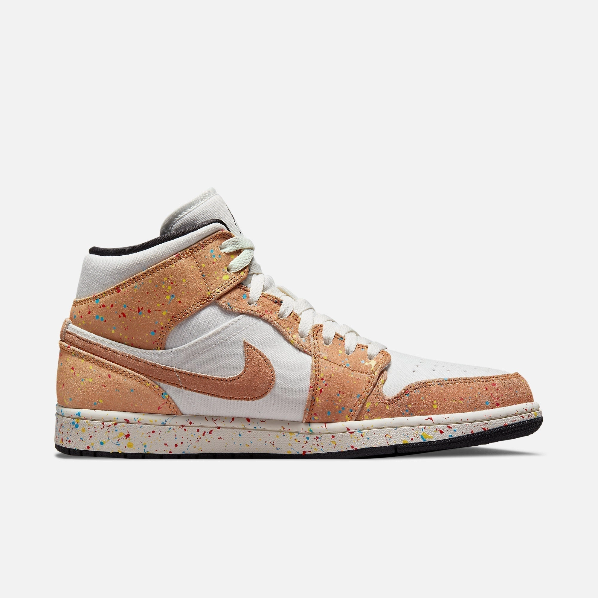 (Men's) Air Jordan 1 Mid SE 'Brushstroke Paint Splatter' (2021) DA8005-100 Air Jordan 1 Signature Look Sneakers