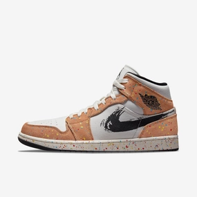 (Men's) Air Jordan 1 Mid SE 'Brushstroke Paint Splatter' (2021) DA8005-100 Stylish Air Jordan 1 in classic design