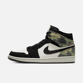 (Men's) Air Jordan 1 Mid SE 'Camo' (2020) CW5490-001 Stylish Air Jordan 1 in classic design