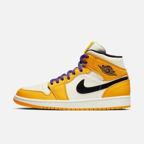 (Men's) Air Jordan 1 Mid SE 'Los Angeles Lakers' (2019) 852542-700 Stylish Air Jordan 1 in classic design
