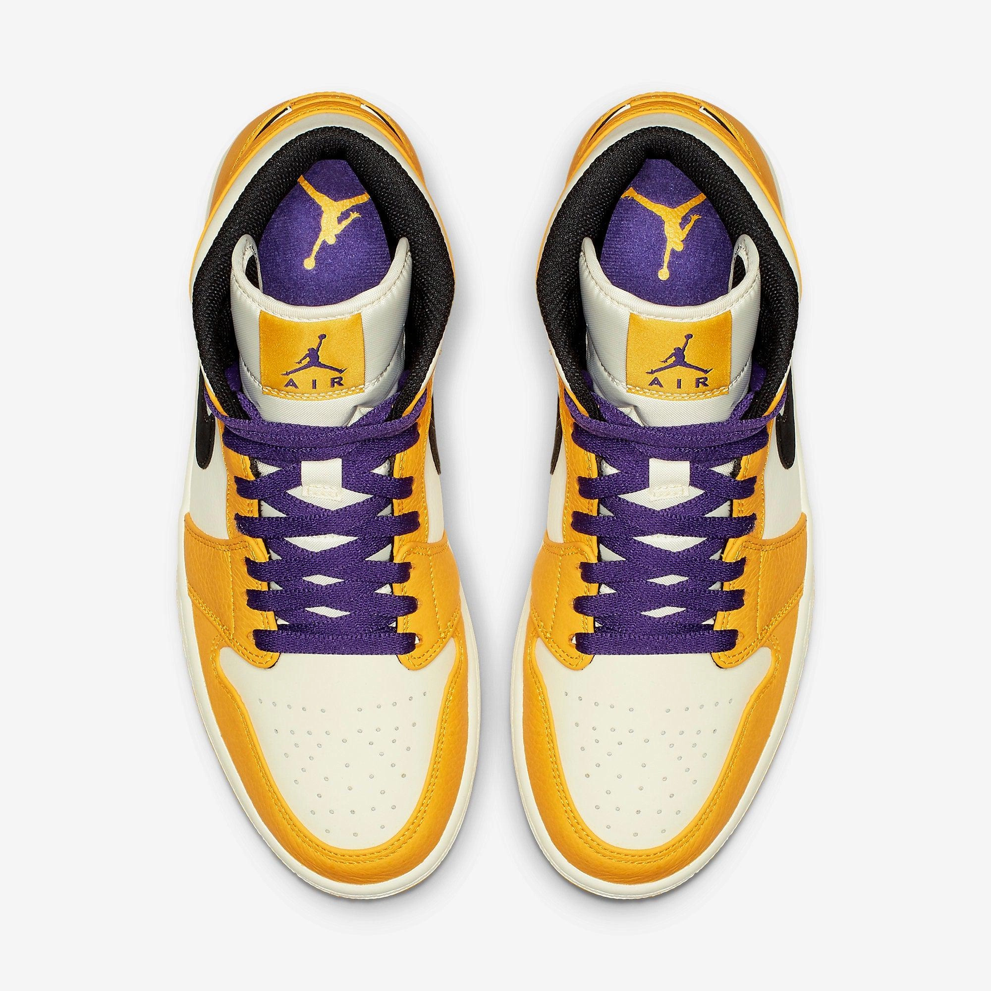 (Men's) Air Jordan 1 Mid SE 'Los Angeles Lakers' (2019) 852542-700 Air Jordan 1 Signature Look Sneakers