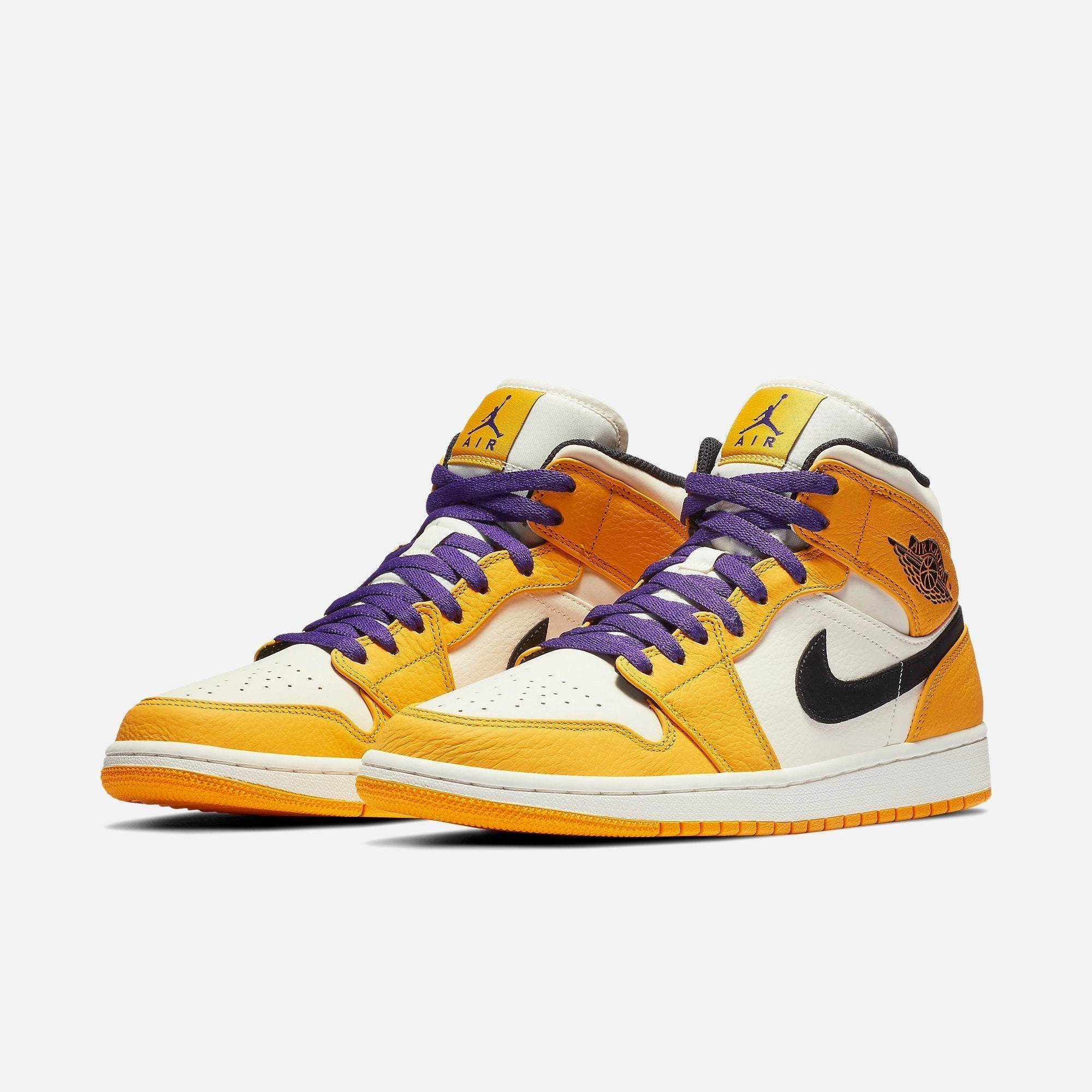 (Men's) Air Jordan 1 Mid SE 'Los Angeles Lakers' (2019) 852542-700 Air Jordan 1 Signature Look Sneakers