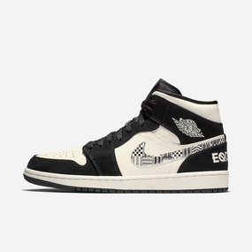 (Men's) Air Jordan 1 Mid SE 'Melo Equality' (2019) 852542-010 Authentic Air Jordan 1 in premium leather