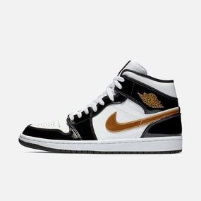 (Men's) Air Jordan 1 Mid SE 'Patent Metallic Gold' (2018) 852542-007 Heritage Air Jordan 1 sneakers for men