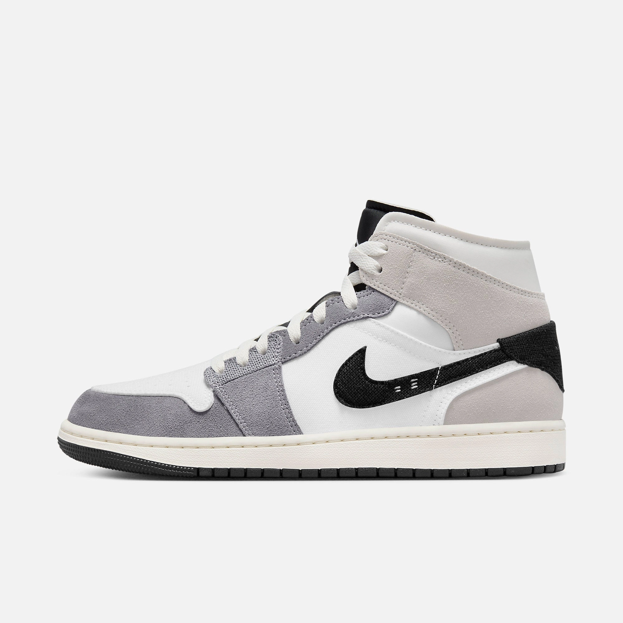 (Men's) Air Jordan 1 Mid SE Craft 'Cement Grey / Black' (2023) DZ4136-002 Authentic Air Jordan 1 in premium leather