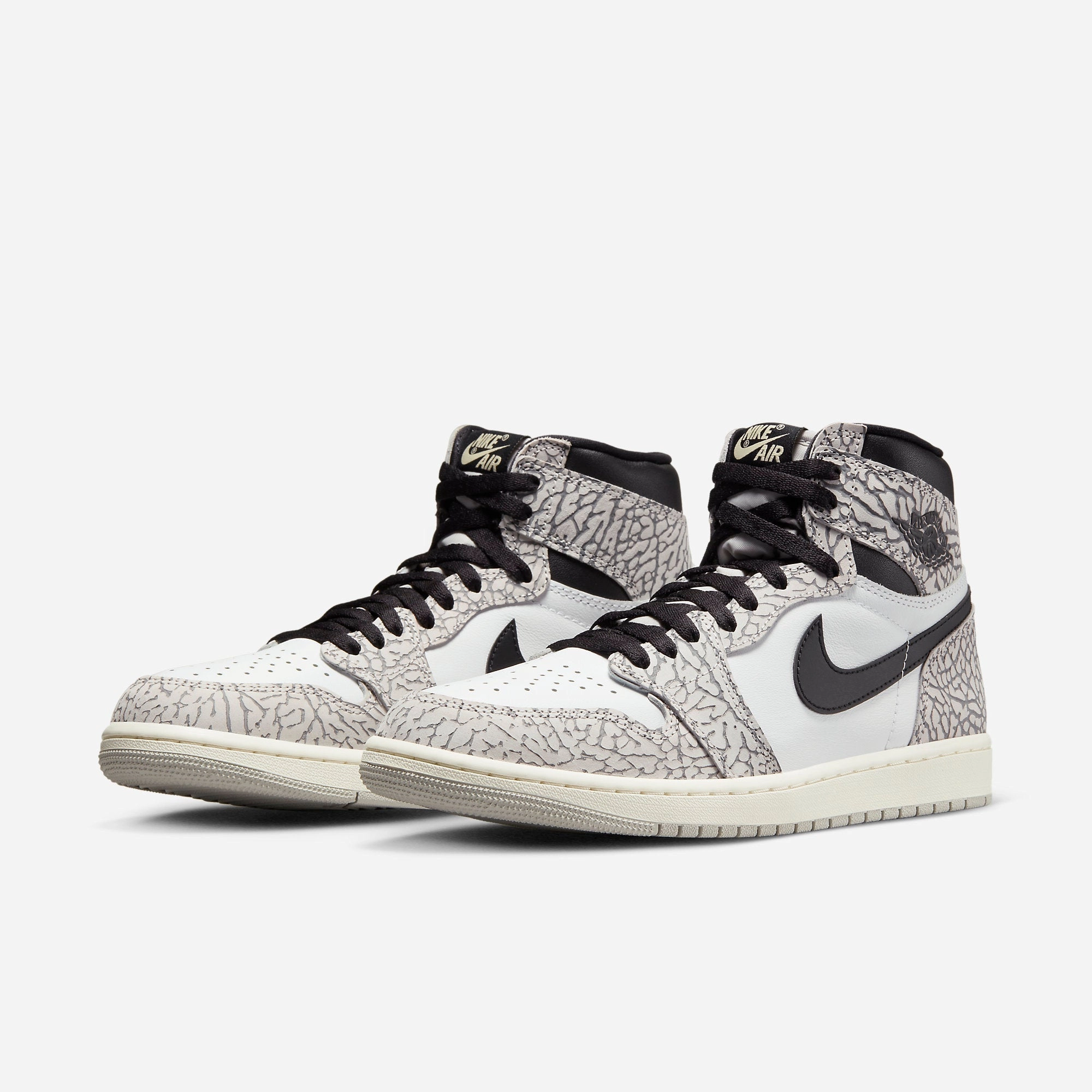 (Men's) Air Jordan 1 Retro High OG 'White Cement / Elephant Print' (2023) DZ5485-052 Air Jordan 1 Timeless Heritage Shoes