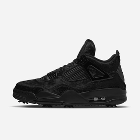 (Men's) Air Jordan 4 Golf 'Black Cat Pony Hair' (2021) CU9981-001 Air Jordan 4 sneakers with visible air unit