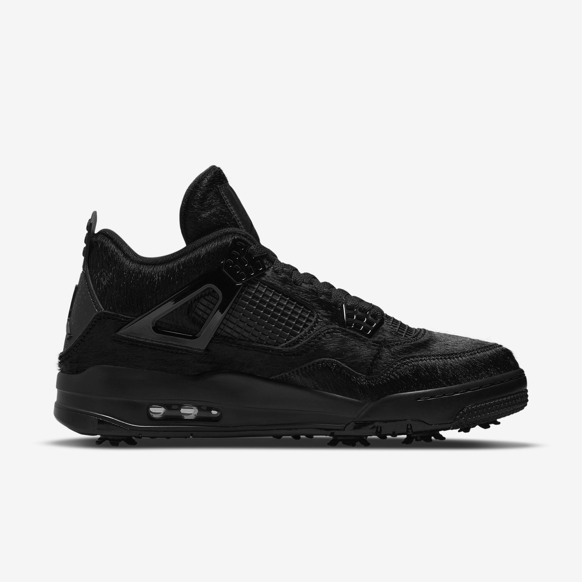 (Men's) Air Jordan 4 Golf 'Black Cat Pony Hair' (2021) CU9981-001 Air Jordan 4 Visible Air Unit Sneakers