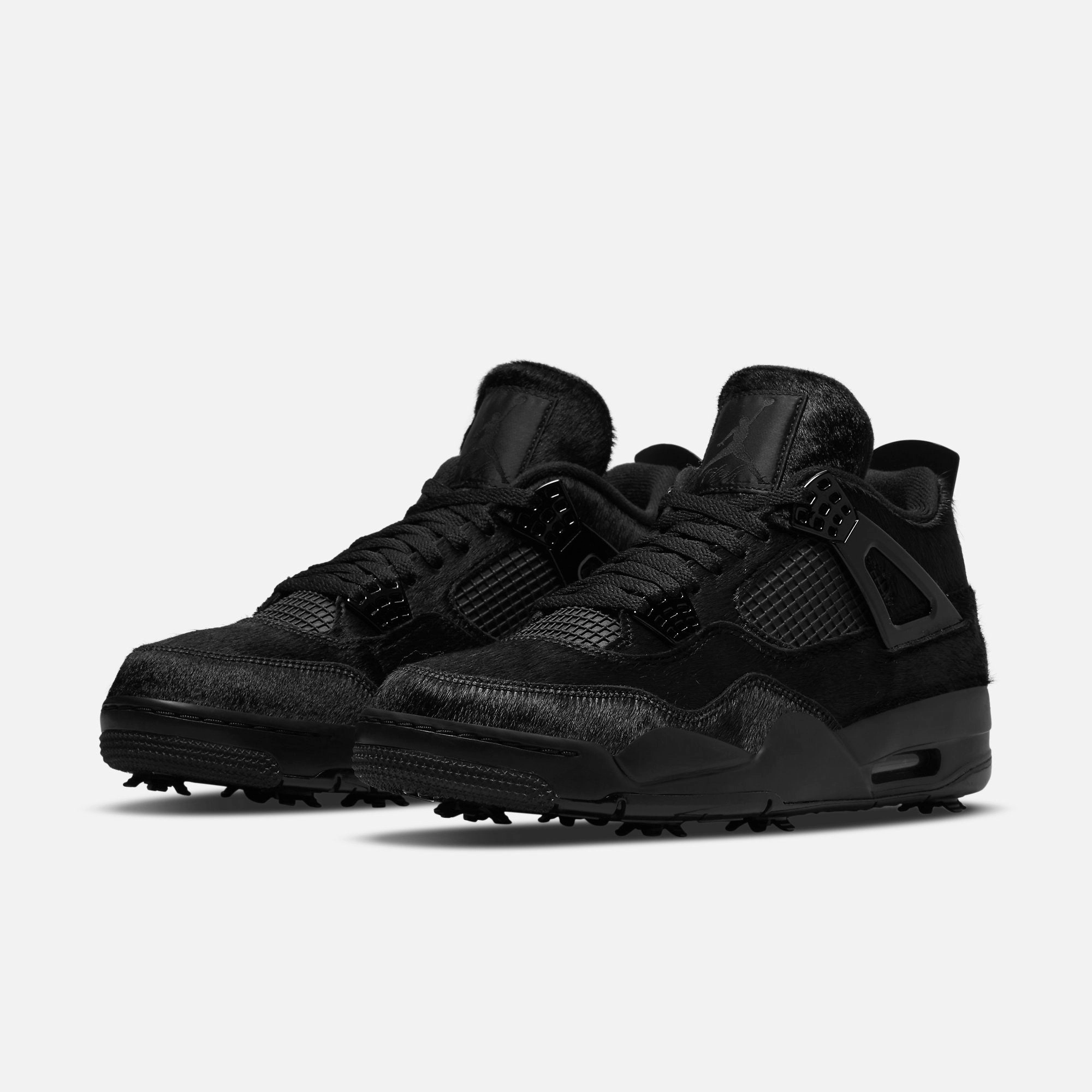 (Men's) Air Jordan 4 Golf 'Black Cat Pony Hair' (2021) CU9981-001 Air Jordan 4 Visible Air Unit Sneakers