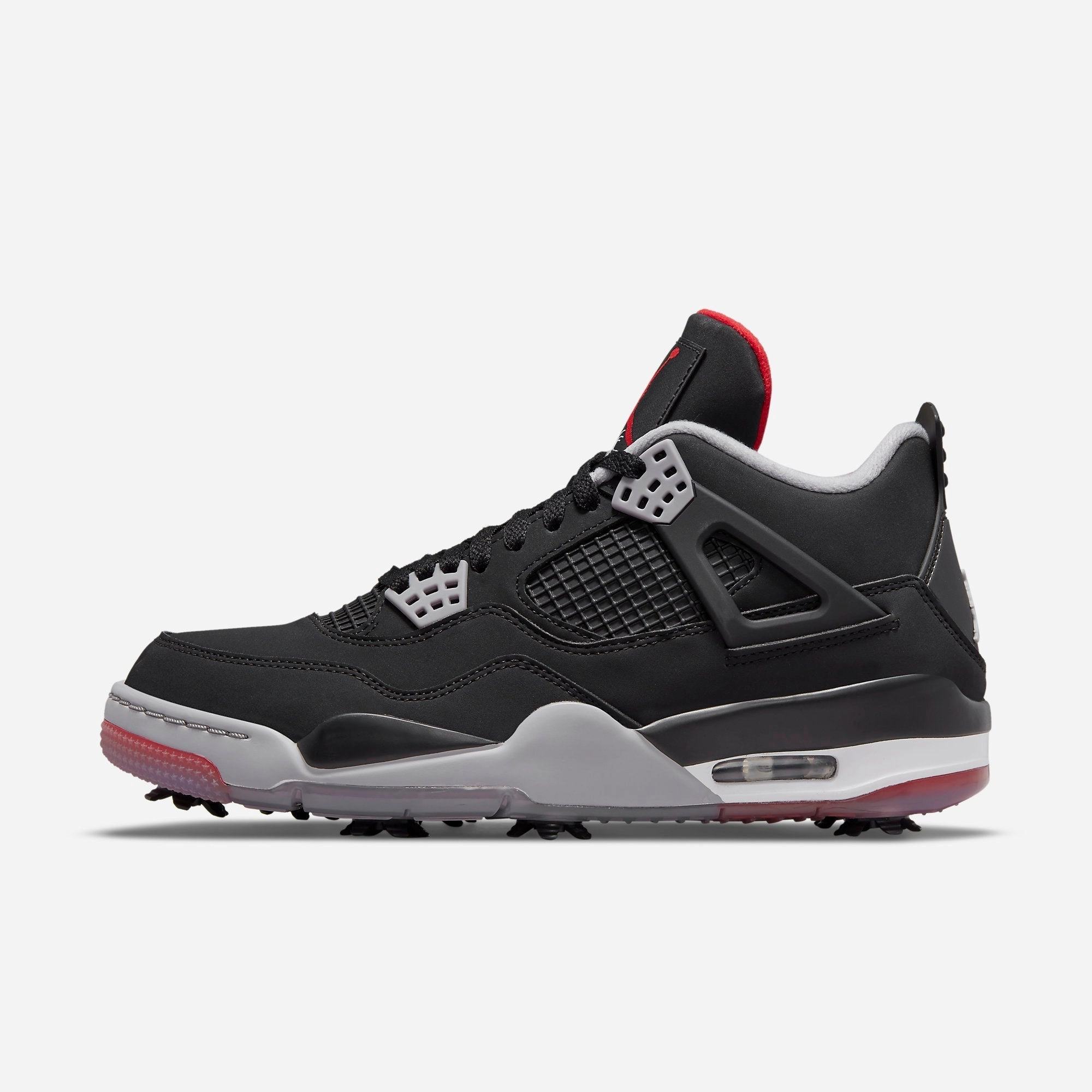 (Men's) Air Jordan 4 Golf 'Bred' (2021) CU9981-002 Air Jordan 4 sneakers with visible air unit