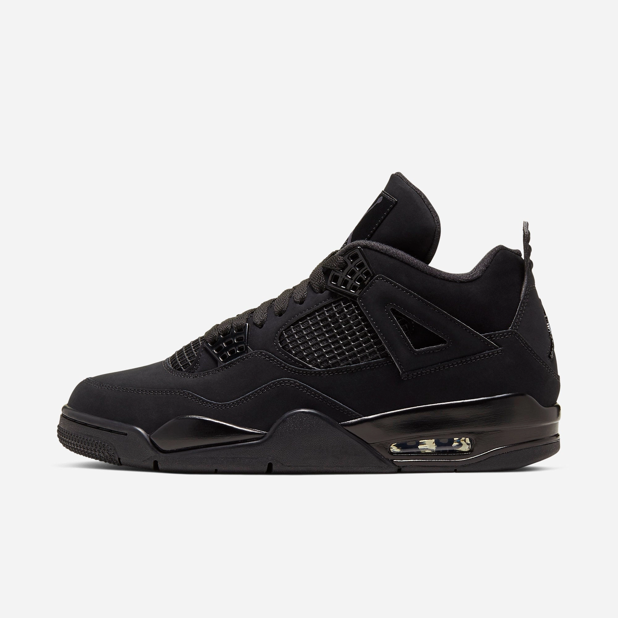 (Men's) Air Jordan 4 Retro 'Black Cat' (2020) CU1110-010 Air Jordan 4 sneakers with visible air unit