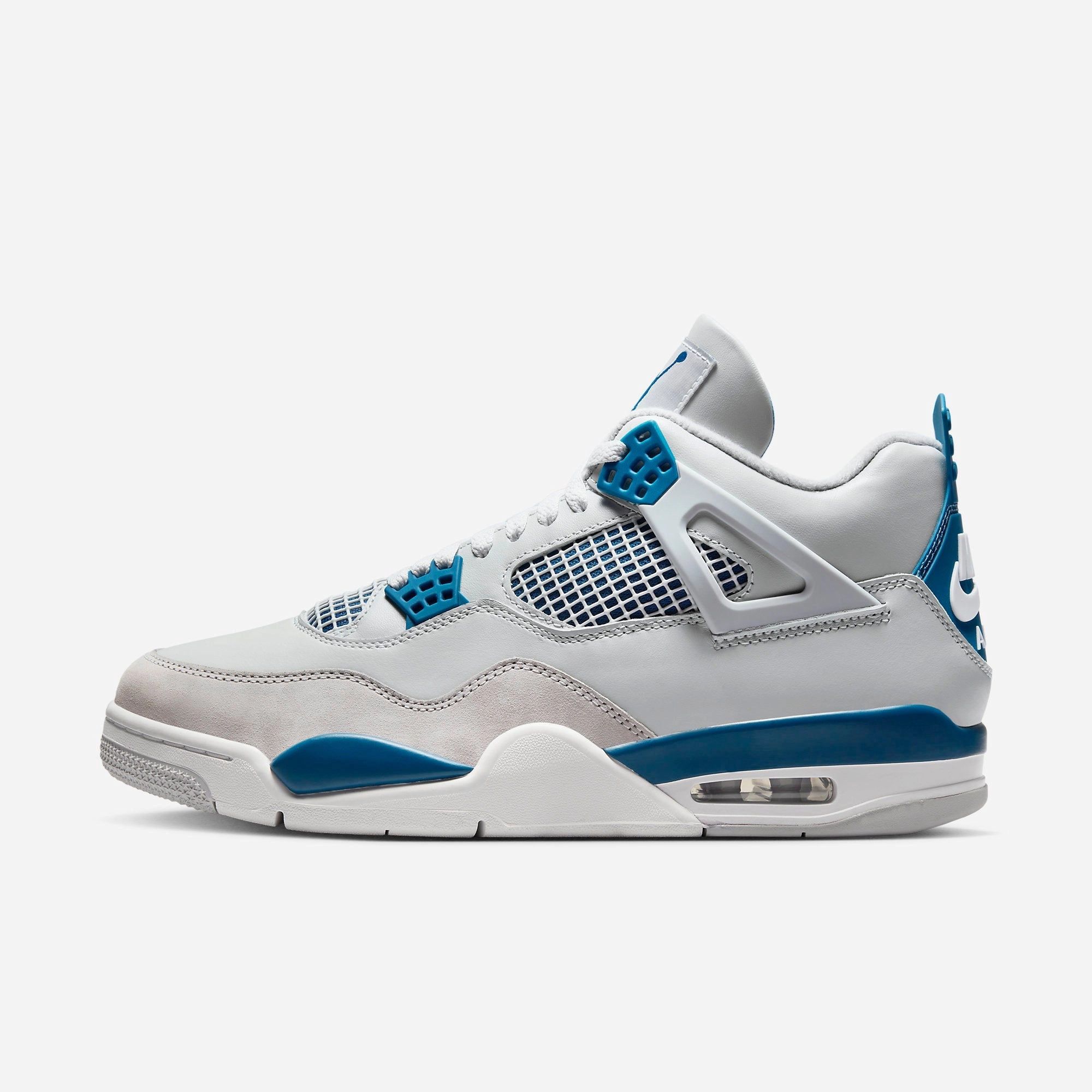 (Men's) Air Jordan 4 Retro 'Military Blue / Industrial Blue' (2024) FV5029-141 Air Jordan 4 sneakers with visible air unit