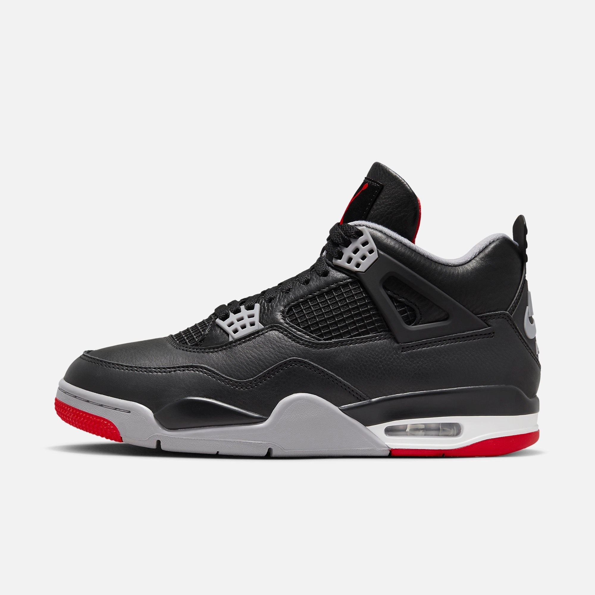 (Men's) Air Jordan 4 Retro 'Reimagined Bred' (2024) FV5029-006 Air Jordan 4 sneakers with visible air unit