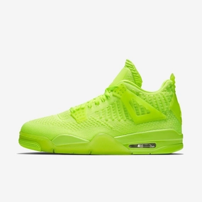 (Men's) Air Jordan 4 Retro Flyknit 'Volt' (2019) AQ3559-700 Air Jordan 4 sneakers with visible air unit