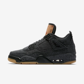 (Men's) Air Jordan 4 Retro Levi's NRG 'Black Denim' (Blank Tag) (2018) AO2571-001 Air Jordan 4 sneakers with visible air unit