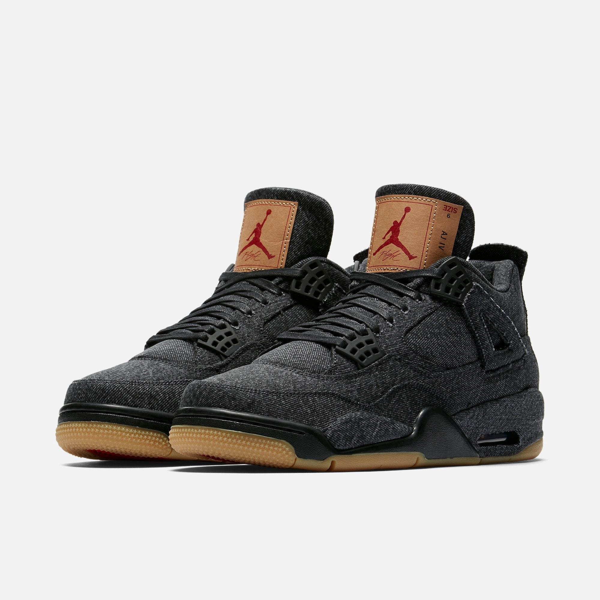 (Men's) Air Jordan 4 Retro Levi's NRG 'Black Denim' (Levi's Tag) (2018) AO2571-001 Air Jordan 4 Visible Air Unit Sneakers