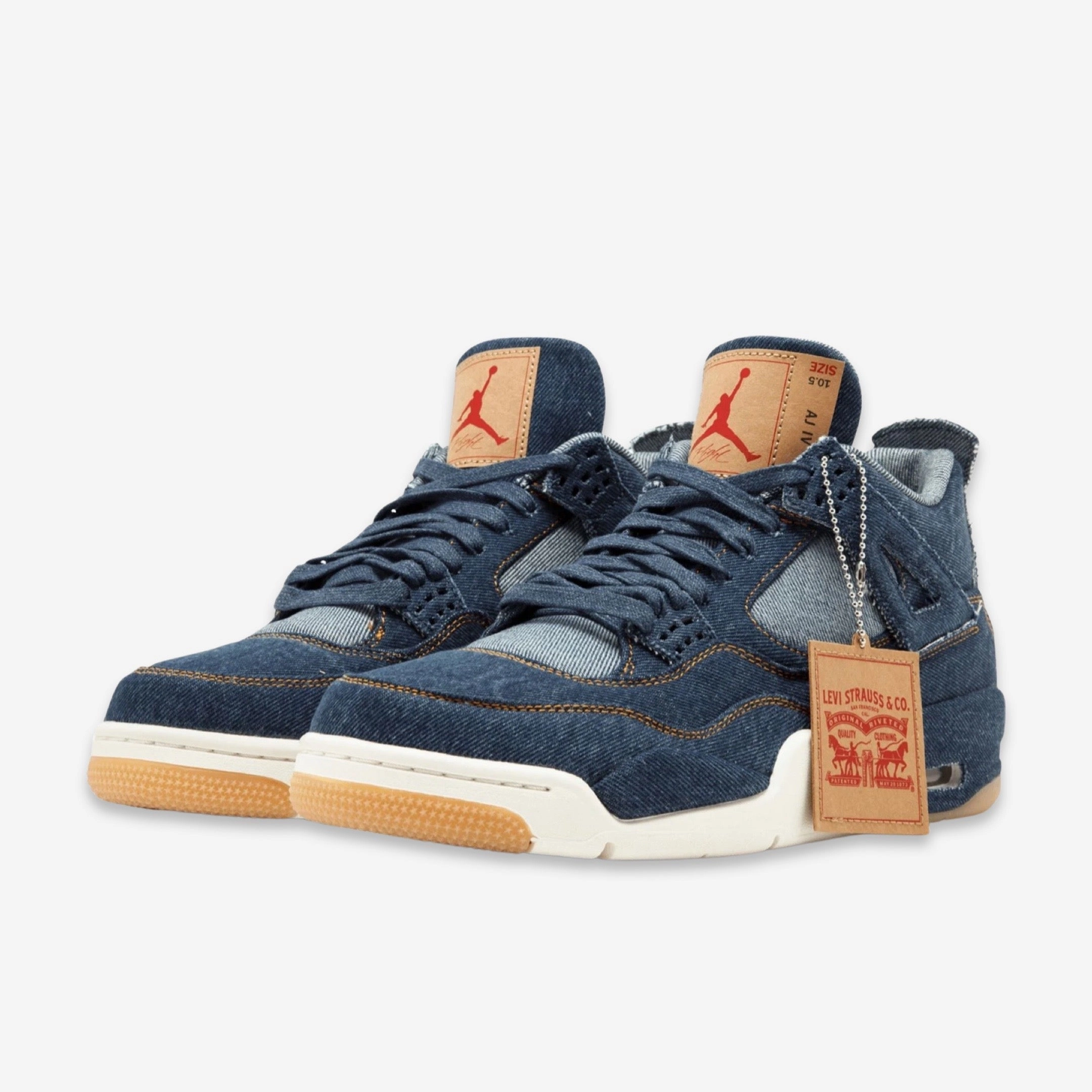 (Men's) Air Jordan 4 Retro Levi's NRG 'Denim' (Blank Tag) (2018) AO2571-401 Air Jordan 4 Visible Air Unit Sneakers