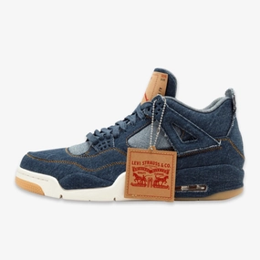 (Men's) Air Jordan 4 Retro Levi's NRG 'Denim' (Blank Tag) (2018) AO2571-401 Air Jordan 4 sneakers with visible air unit
