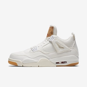 (Men's) Air Jordan 4 Retro Levi's NRG 'White Denim' (Levi's Tag) (2018) AO2571-100 Air Jordan 4 sneakers with visible air unit