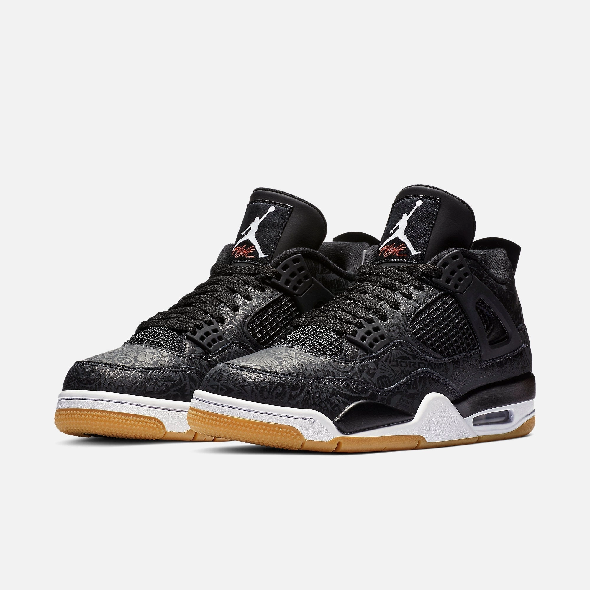 (Men's) Air Jordan 4 Retro SE 'Laser Black / Gum' (2019) CI1184-001 Air Jordan 4 Visible Air Unit Sneakers