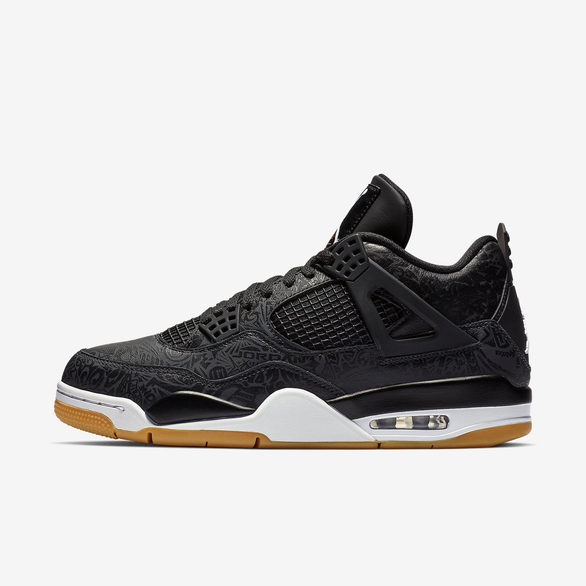 (Men's) Air Jordan 4 Retro SE 'Laser Black / Gum' (2019) CI1184-001 Air Jordan 4 sneakers with visible air unit