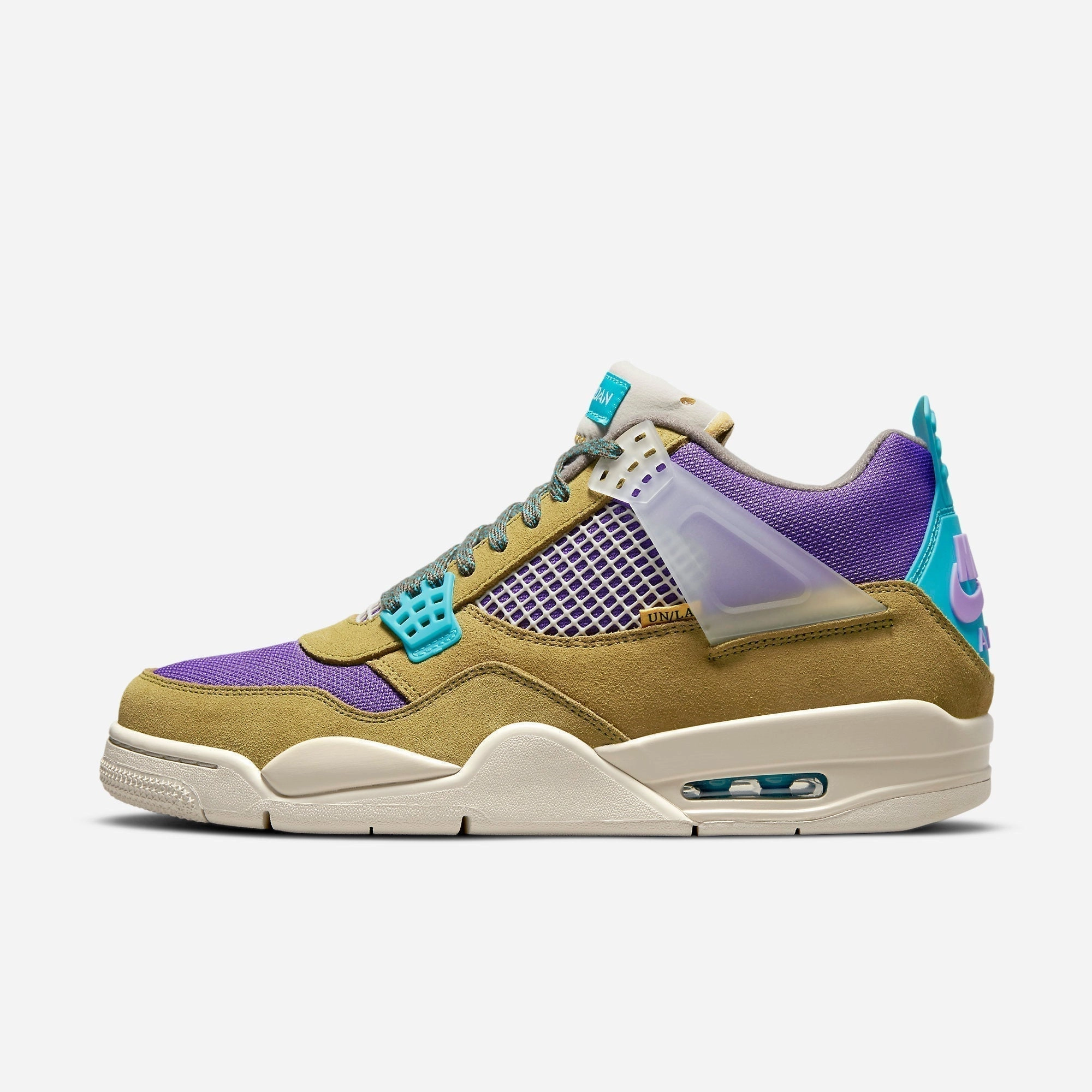 (Men's) Air Jordan 4 Retro SP x Union LA 'Desert Moss' (2021) DJ5718-300 Air Jordan 4 sneakers with visible air unit