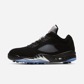 (Men's) Air Jordan 5 Low Golf 'Black Metallic' (2020) CU4523-003 Air Jordan 5 shoes with mesh panel details