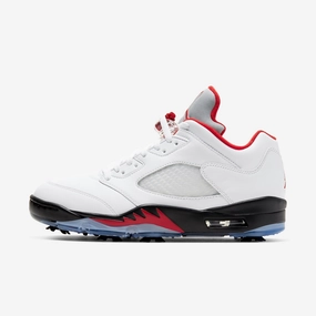 (Men's) Air Jordan 5 Low Golf 'Fire Red' (2020) CU4523-100 Air Jordan 5 shoes with mesh panel details
