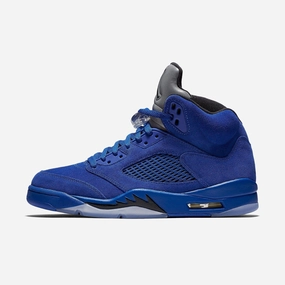 (Men's) Air Jordan 5 Retro 'Blue Suede' (2017) 136027-401 Air Jordan 5 shoes with mesh panel details