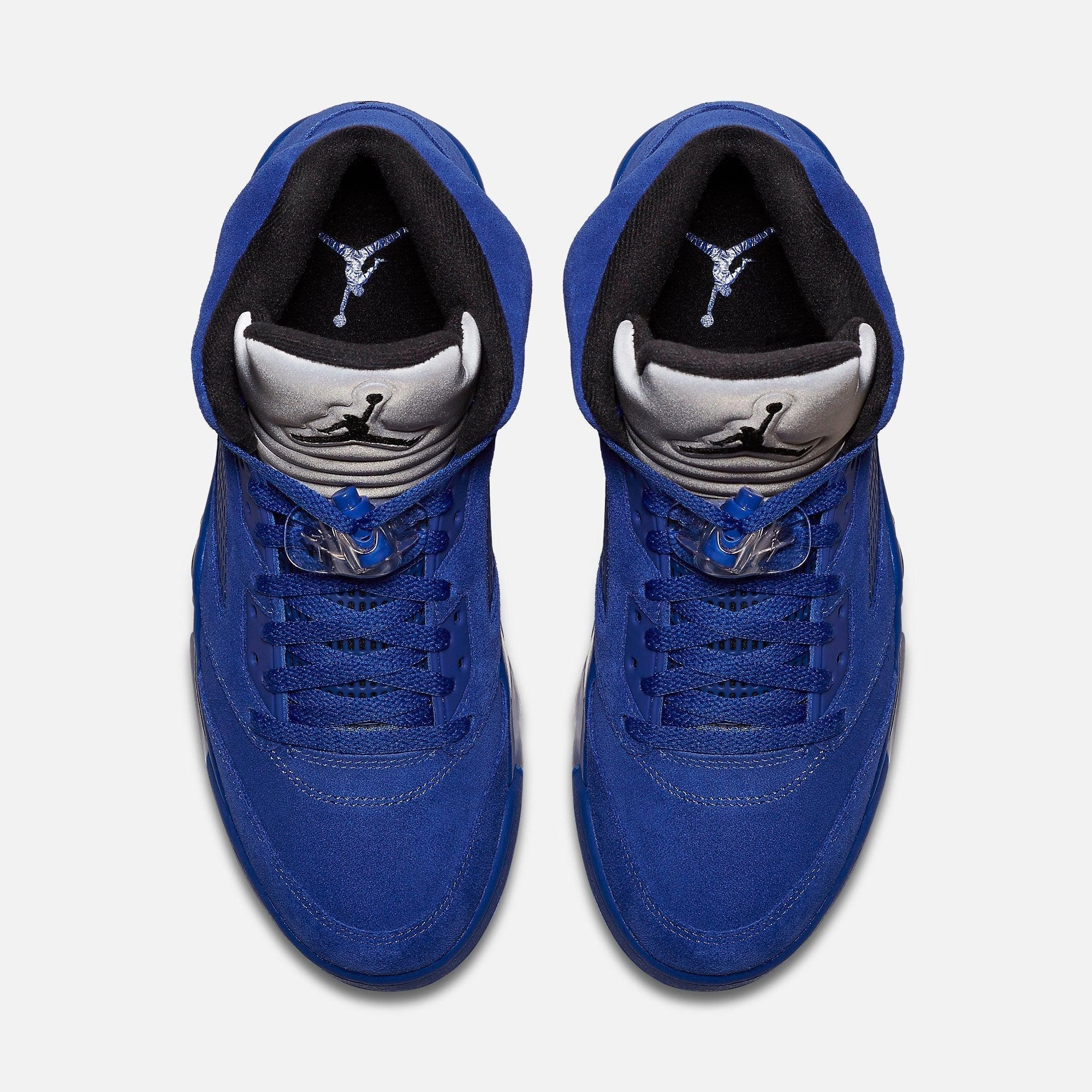 (Men's) Air Jordan 5 Retro 'Blue Suede' (2017) 136027-401 Air Jordan 5 Mesh Panel Basketball Shoes