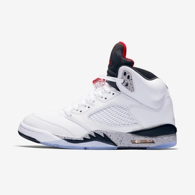 (Men's) Air Jordan 5 Retro 'White Cement' (2017) 136027-104 Air Jordan 5 shoes with mesh panel details