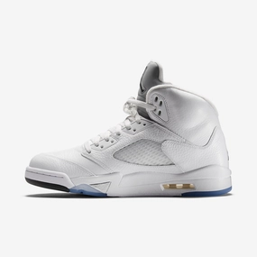 (Men's) Air Jordan 5 Retro 'White Metallic' (2015) 136027-130 Air Jordan 5 shoes with mesh panel details