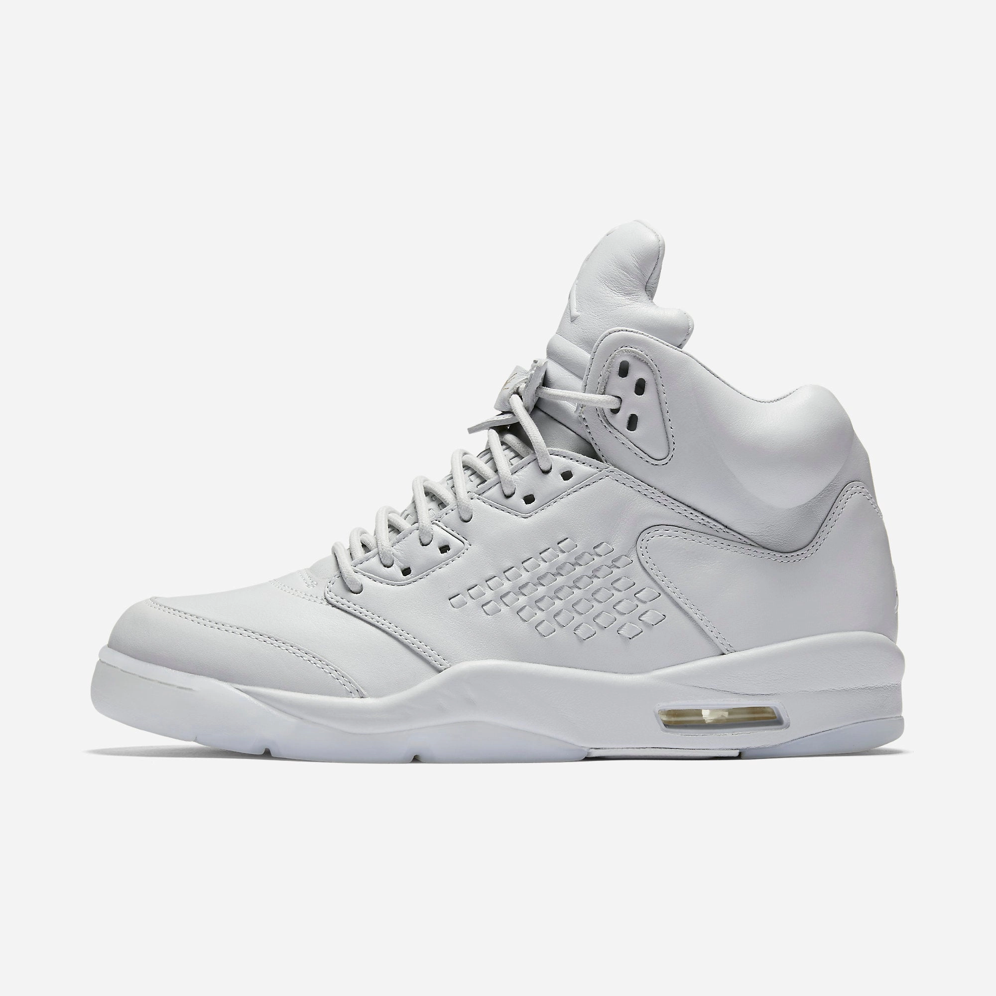 (Men's) Air Jordan 5 Retro Premium 'Pure Platinum' (2017) 881432-003 Air Jordan 5 shoes with mesh panel details