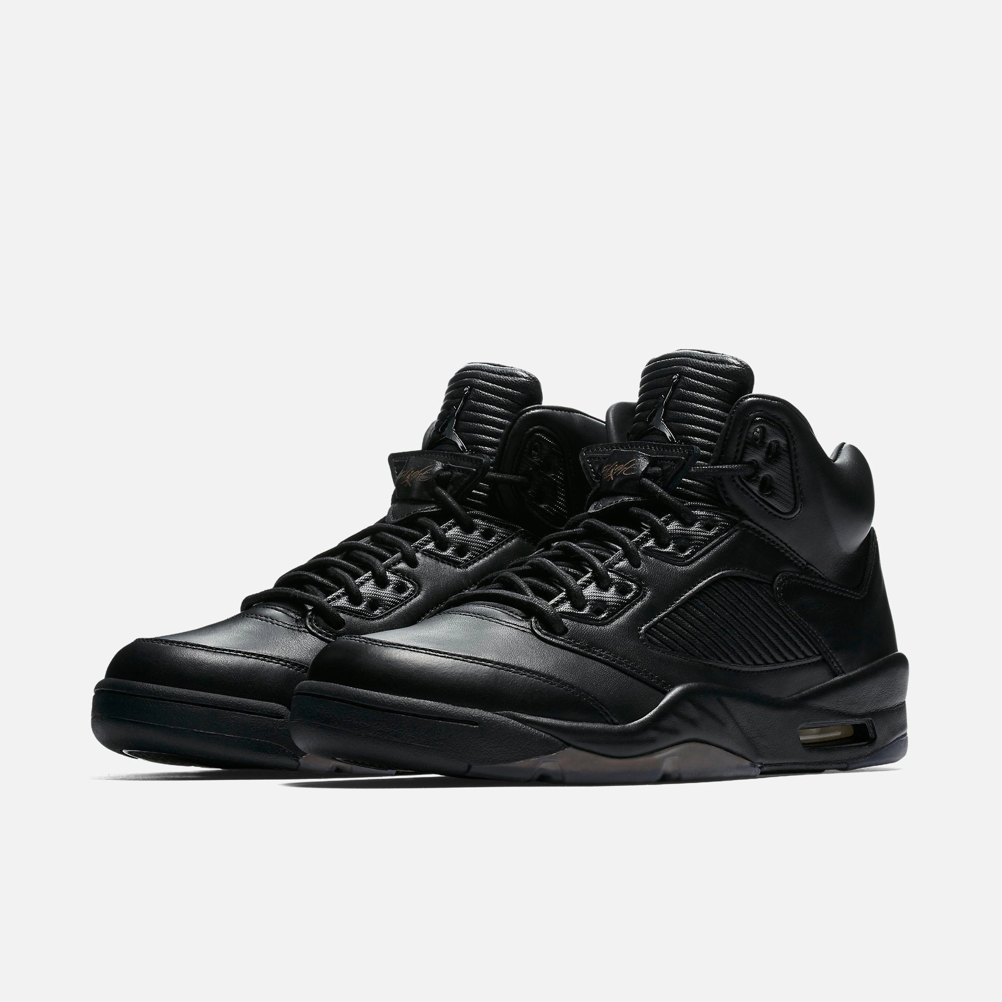 (Men's) Air Jordan 5 Retro Premium 'Triple Black' (2017) 881432-010 Air Jordan 5 Mesh Panel Basketball Shoes