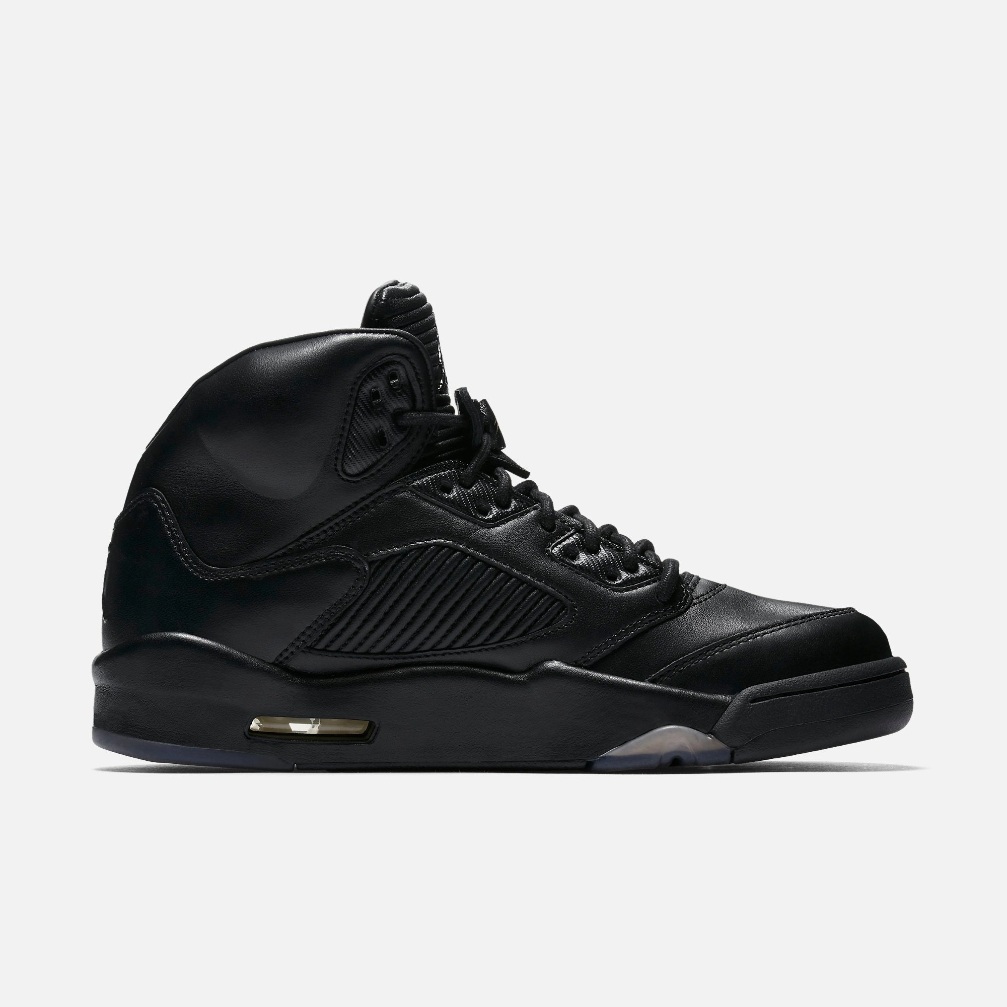 (Men's) Air Jordan 5 Retro Premium 'Triple Black' (2017) 881432-010 Air Jordan 5 Mesh Panel Basketball Shoes