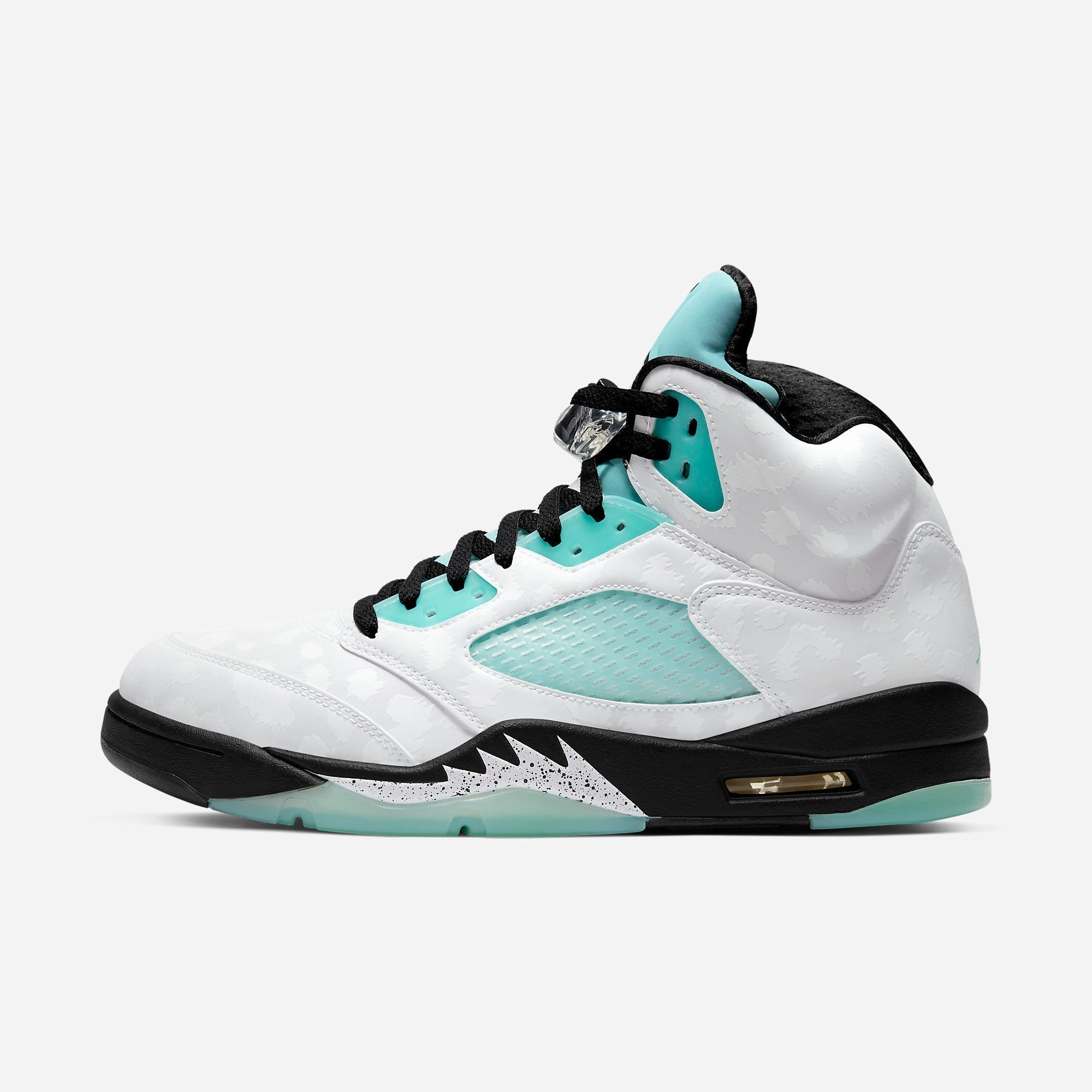 (Men's) Air Jordan 5 Retro Single's Day 'Island Green' (2019) CN2932-100 Air Jordan 5 shoes with mesh panel details