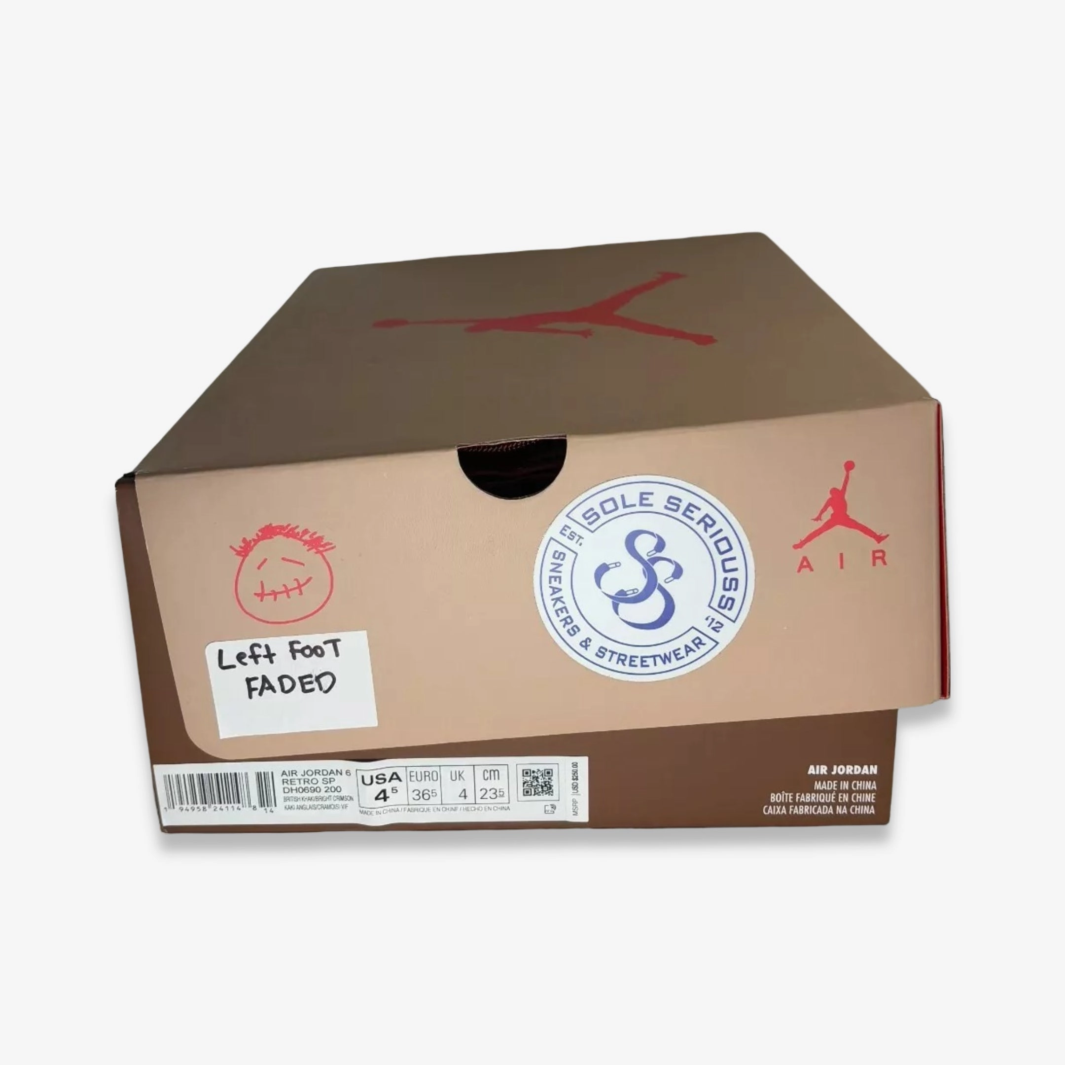 [NEW-CONDITIONAL: Size 4.5M / 6W] (Men's) Air Jordan 6 Retro SP x Travis Scott 'Cactus Jack British Khaki' (2021) DH0690-200 Air Jordan 6 Classic High-Top Sneakers