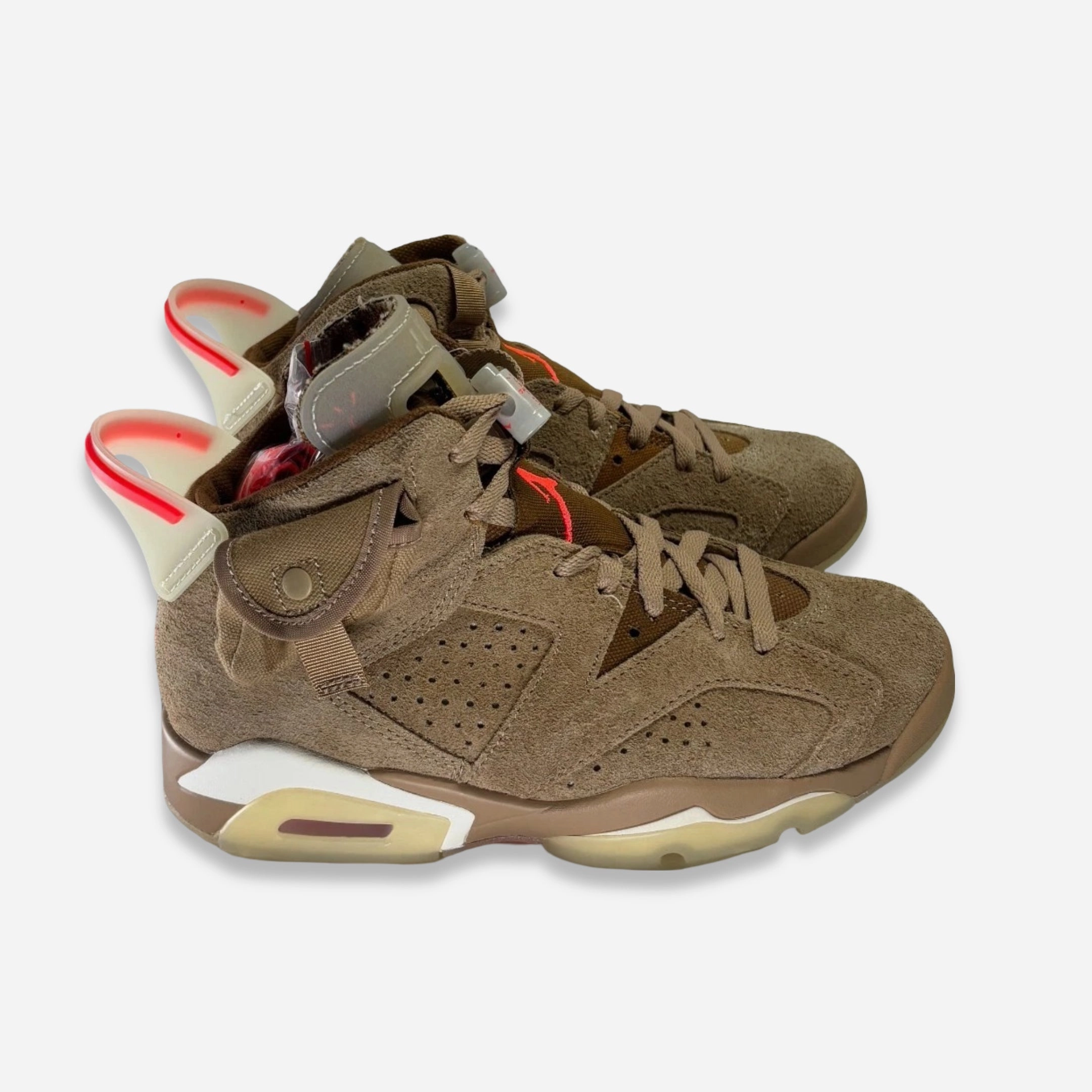 [NEW-CONDITIONAL: Size 4.5M / 6W] (Men's) Air Jordan 6 Retro SP x Travis Scott 'Cactus Jack British Khaki' (2021) DH0690-200 Air Jordan 6 Classic High-Top Sneakers