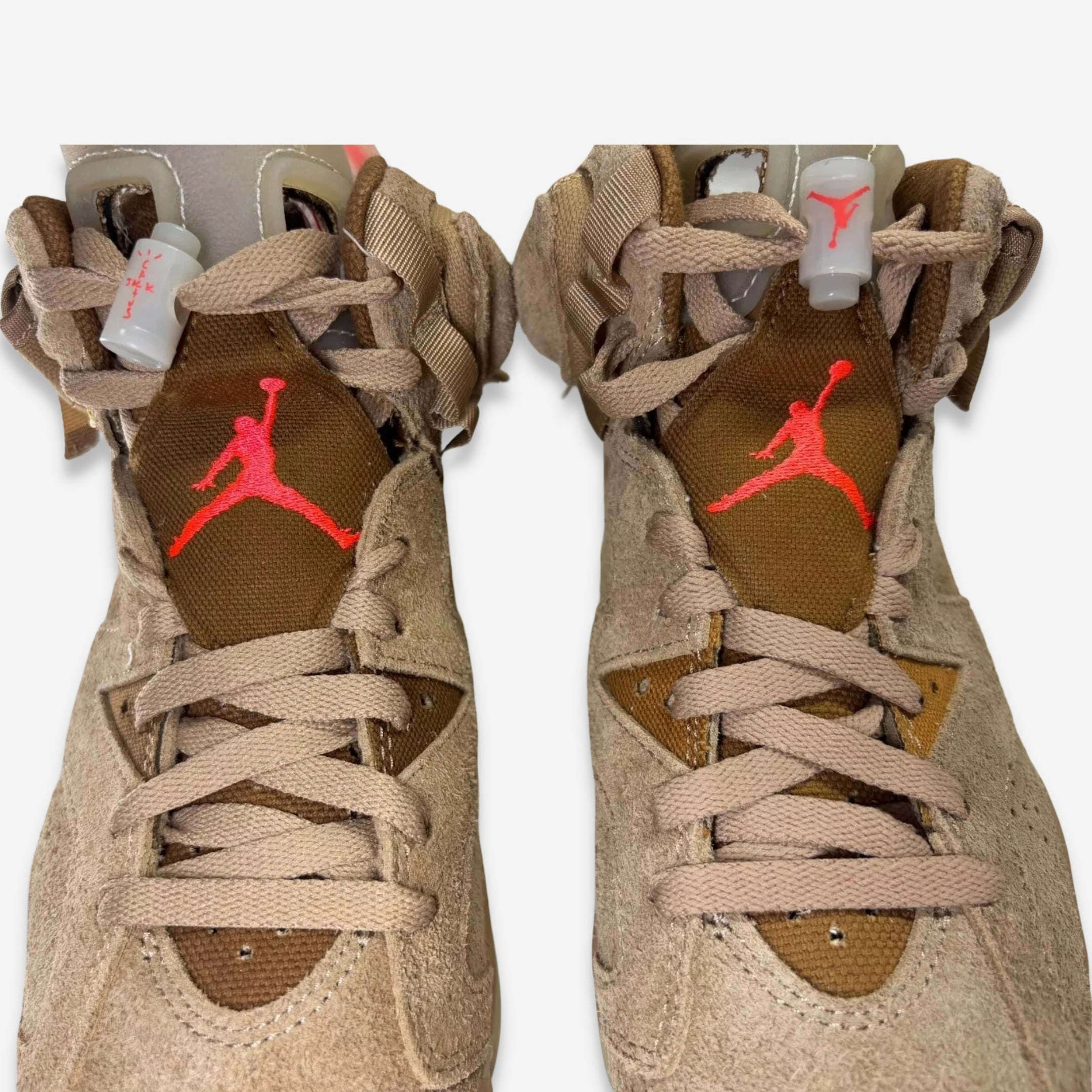 [NEW-CONDITIONAL: Size 4.5M / 6W] (Men's) Air Jordan 6 Retro SP x Travis Scott 'Cactus Jack British Khaki' (2021) DH0690-200 Air Jordan 6 Classic High-Top Sneakers